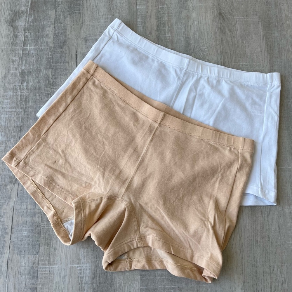 WIRARPA New Set of 2 (White and Beige) Women’s Cotton Blend Boxer Briefs Small